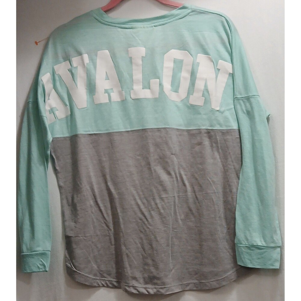AVALON Long Sleeve Double Sided Green Gray T-Shirt Popular Brand Large EUC